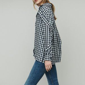 Maje Ruffled-Trim Checked Woven Shirt In Carreaux / Size 1 / Small Blouse